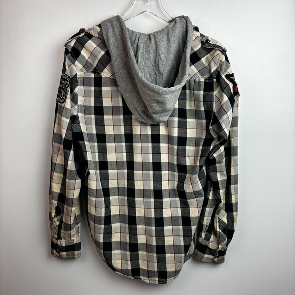 Rolling Paper Plaid Snap-Front Biker Shacket - Picture 2 of 9